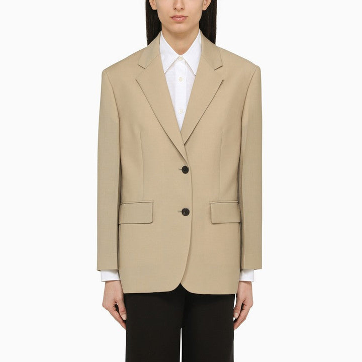 Prada Rope-Coloured Single-Breasted Jacket In Wool And Mohair Women