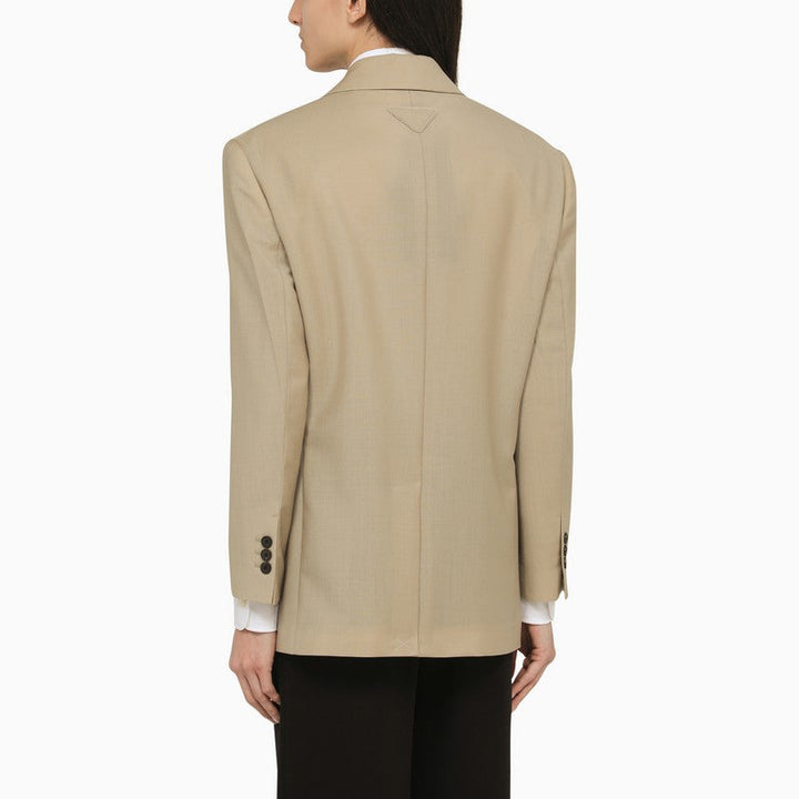 Prada Rope-Coloured Single-Breasted Jacket In Wool And Mohair Women