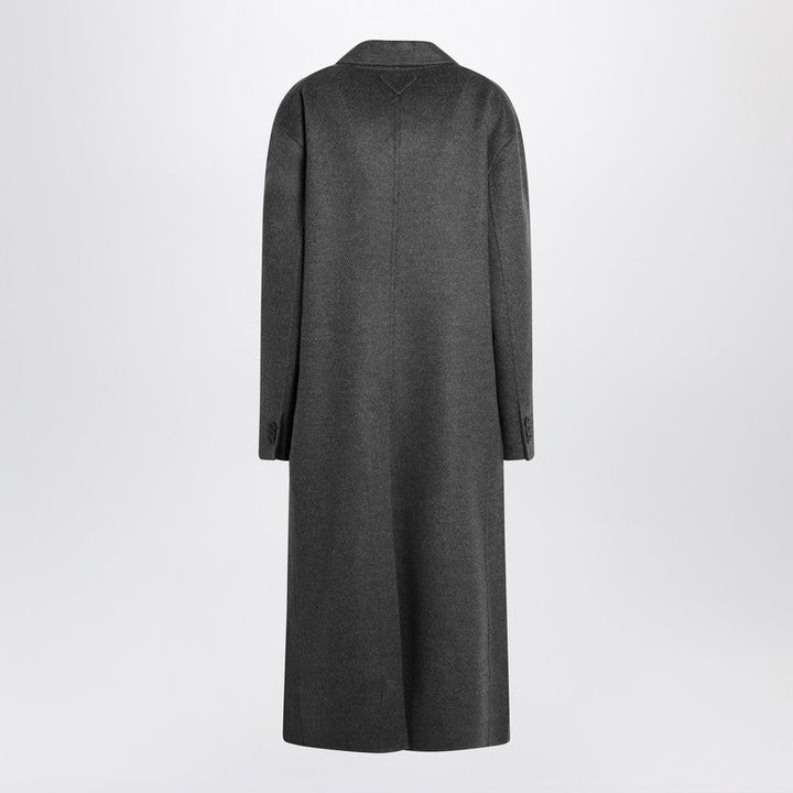 Prada Grey Double-Breasted Wool And Cashmere Coat Women