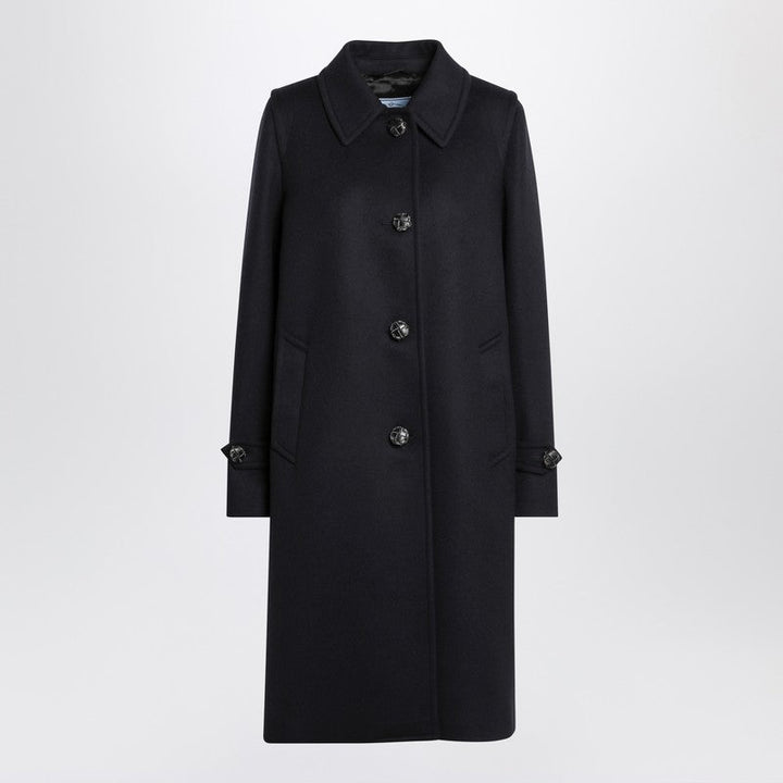 Prada Single-Breasted Blue Wool Coat Women