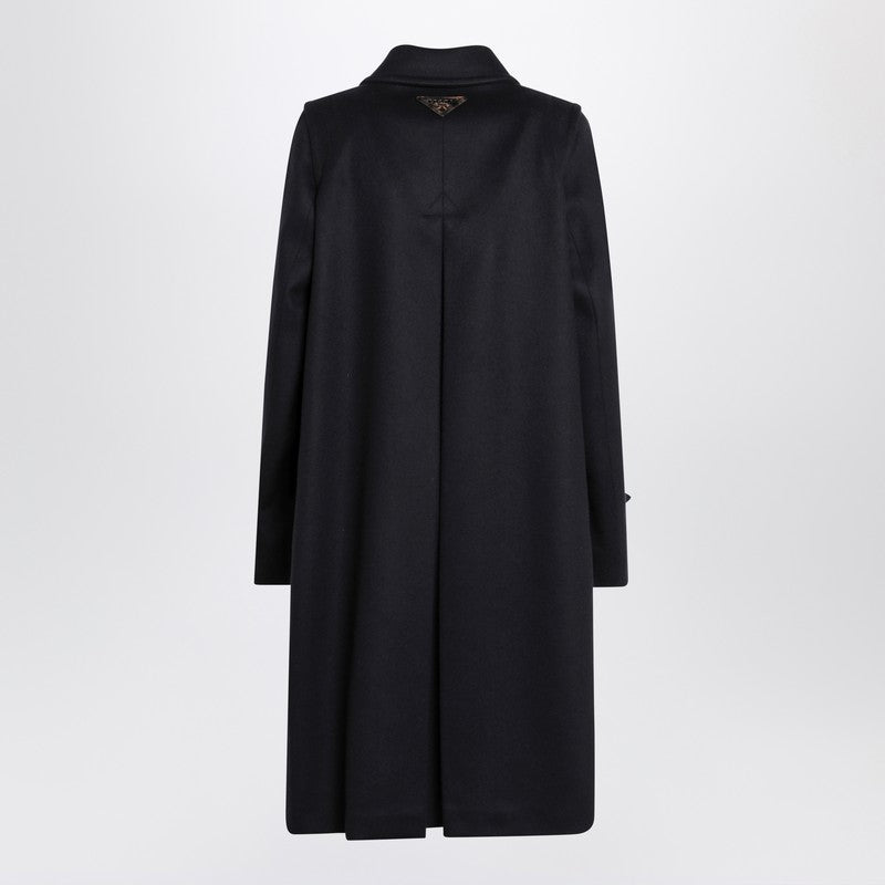 Prada Single-Breasted Blue Wool Coat Women