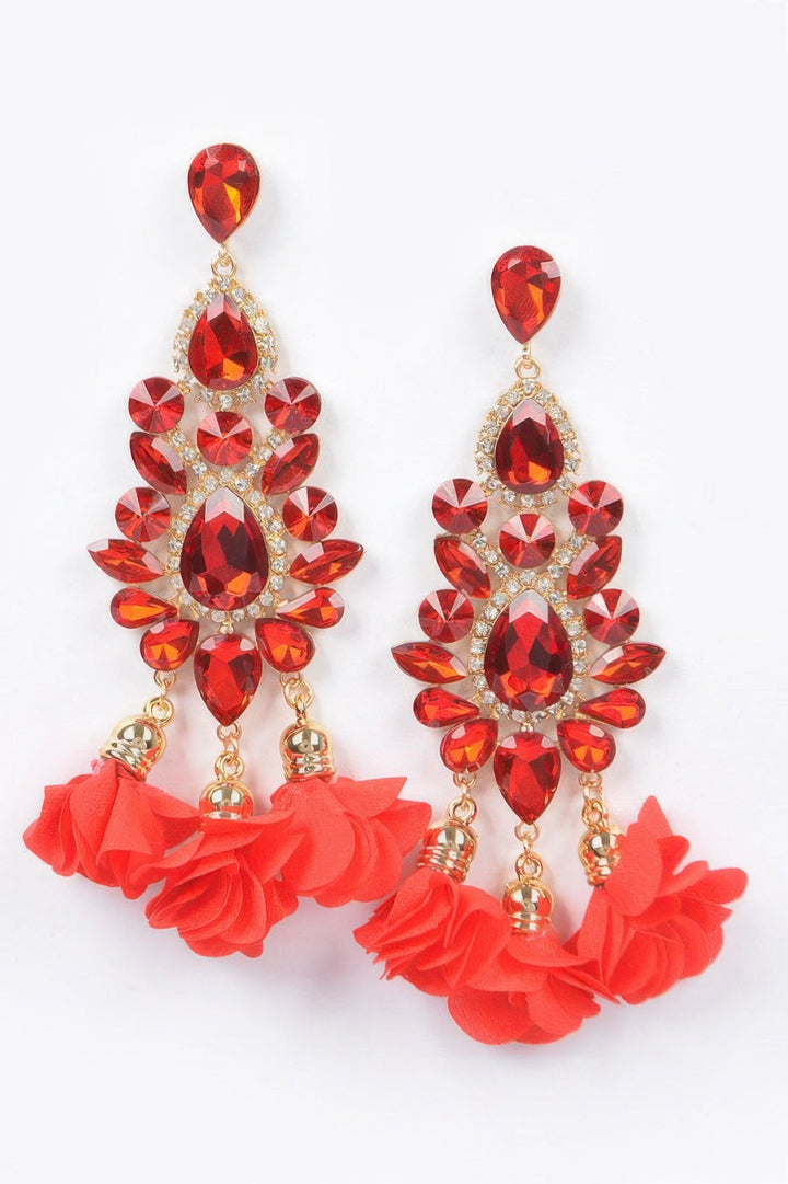 PARK AVENUE Multi Rhinestone Flower Drop Earrings: BYMANYC ® New York