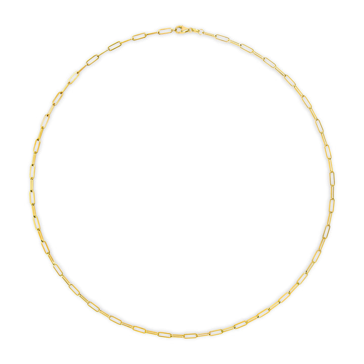 Solid 14K Yellow Gold 2.5mm Paperclip Chain Necklace Unisex 18" Inches