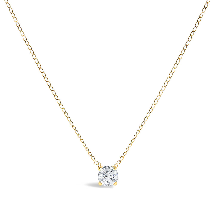 14K White Gold Floating 1/2 Cttw Lab Grown Diamond Solitaire Pendant Necklace - 18" Inches
