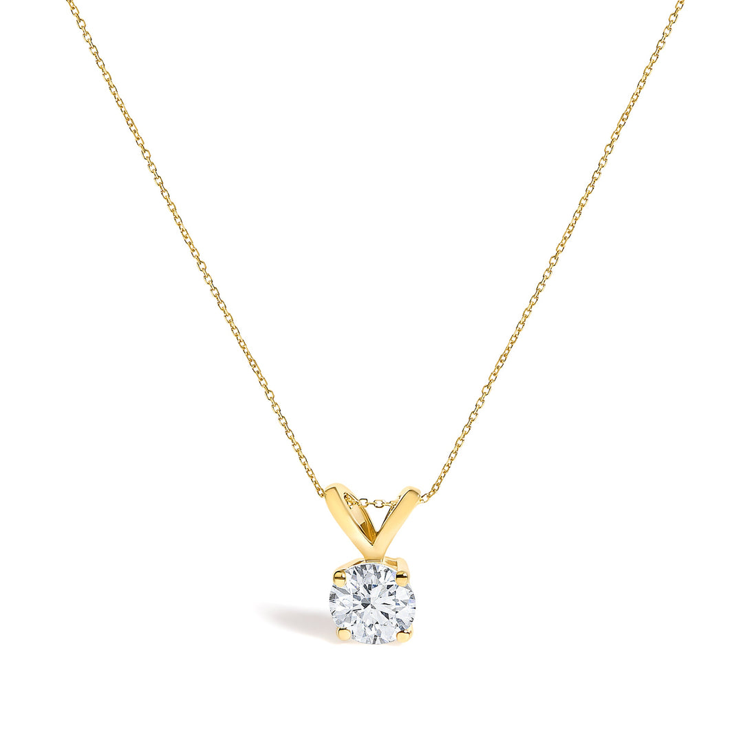 14K White Gold 1.00 Cttw Lab Grown Diamond Round Solitaire Pendant Necklace