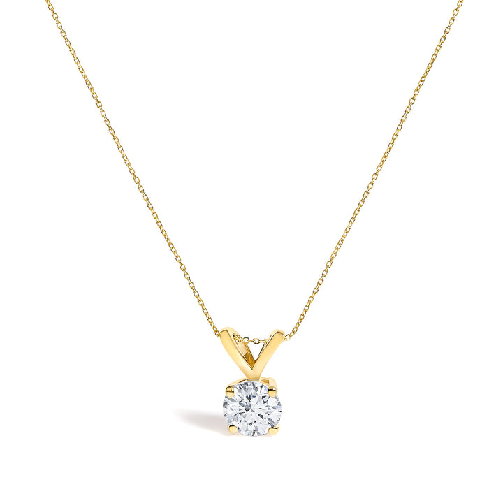 14K White Gold 1.00 Cttw Lab Grown Diamond Round Solitaire Pendant Necklace