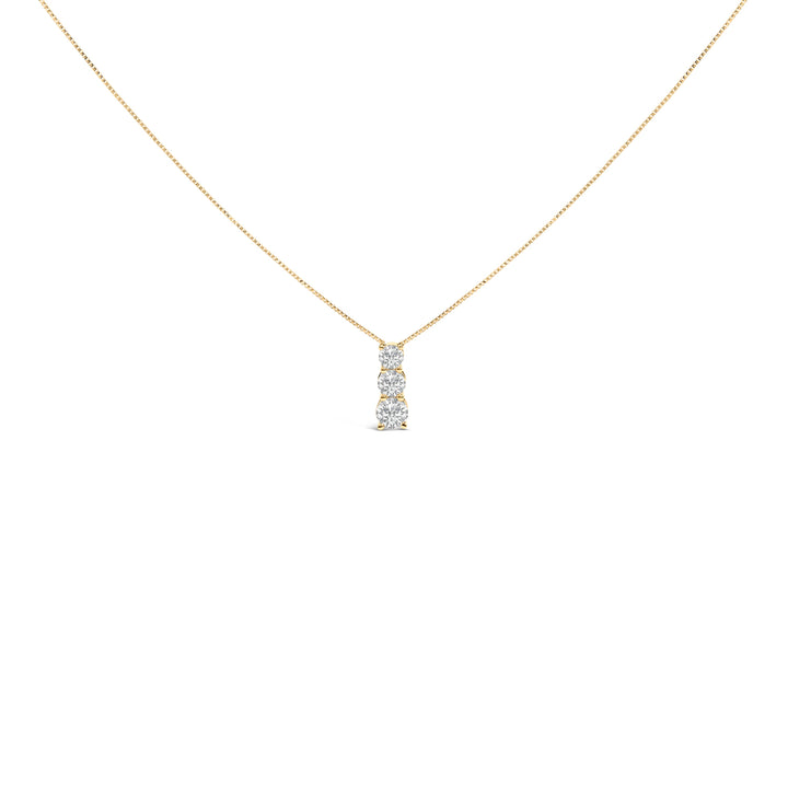 14K White Gold 1/2 Cttw Lab Grown Diamond Three Stone Pendant Necklace