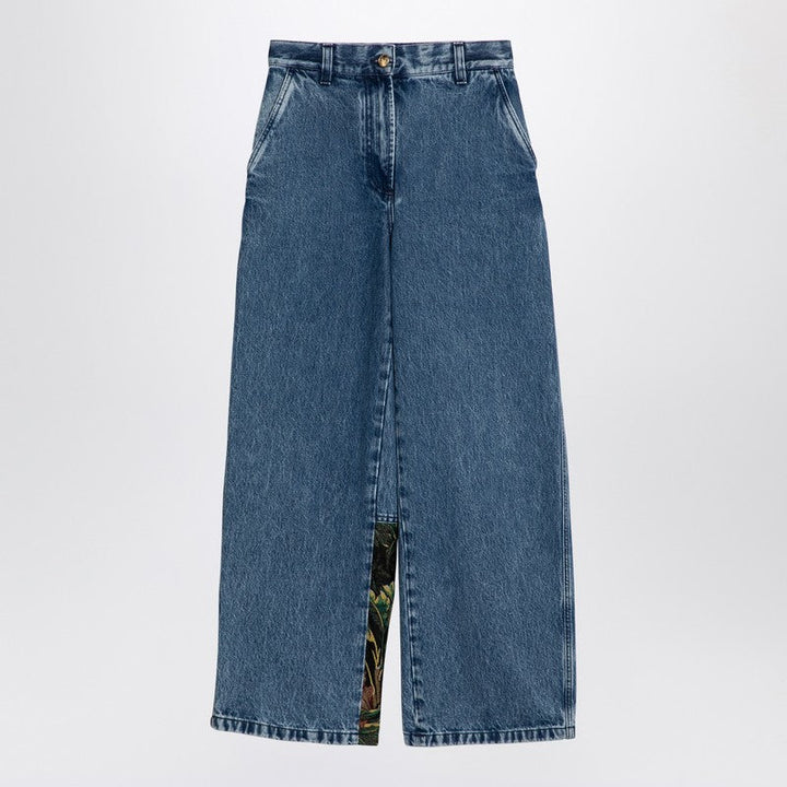 Palm Angels Baggy Jeans With Jungle Insert Women