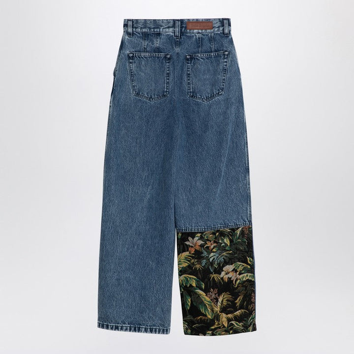 Palm Angels Baggy Jeans With Jungle Insert Women