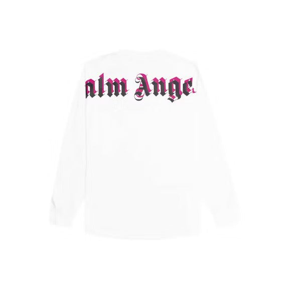 Palm Angels Doubled Logo Longsleeve T-Shirt White/Black/Fuschsia