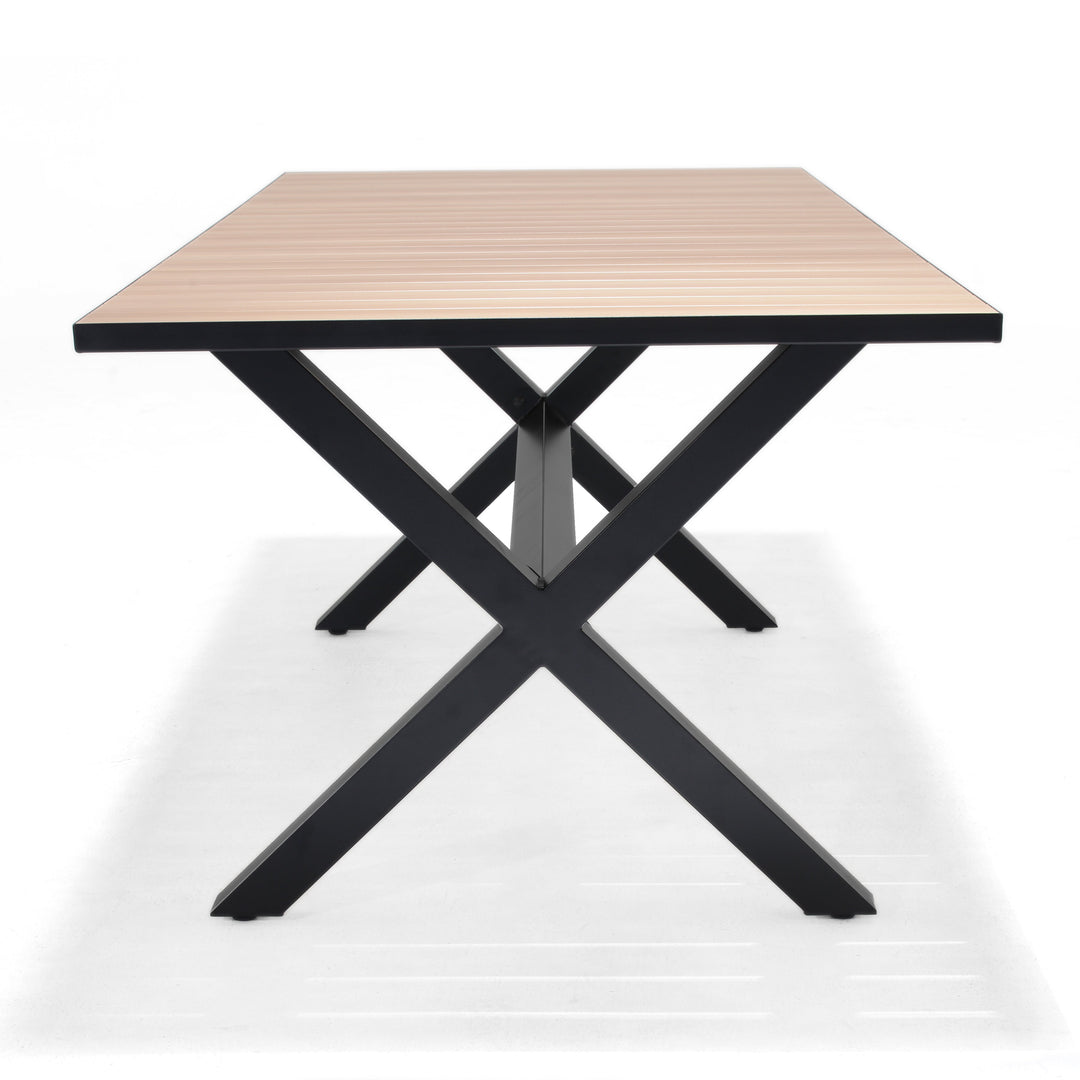 Panama Dark Rectangular Table and 6 Nassau Black Aluminum