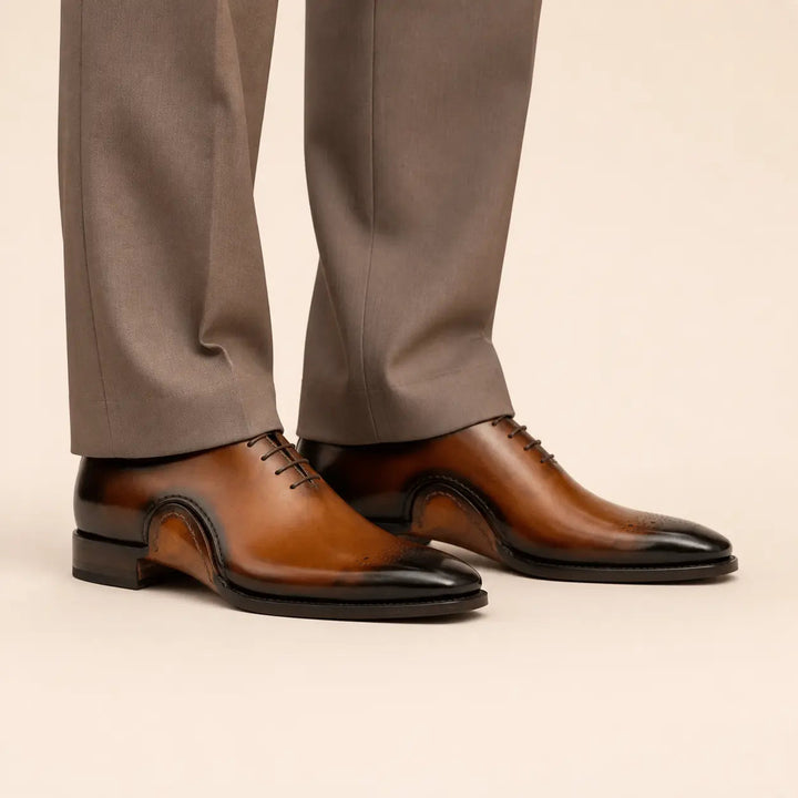 Goodyear Handmade Patina Oxford Shoes-Brown