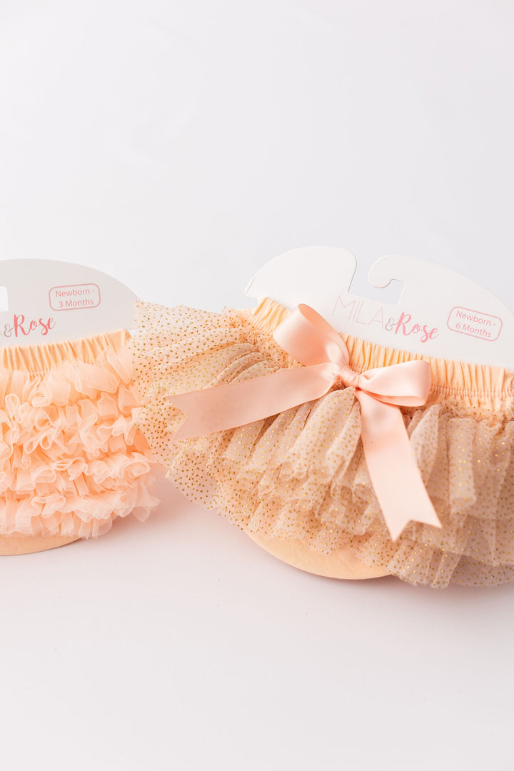 Peach &amp; Gold Glitter Tutu Bloomer