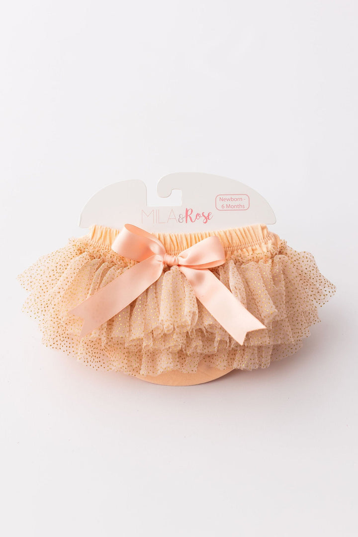 Peach &amp; Gold Glitter Tutu Bloomer