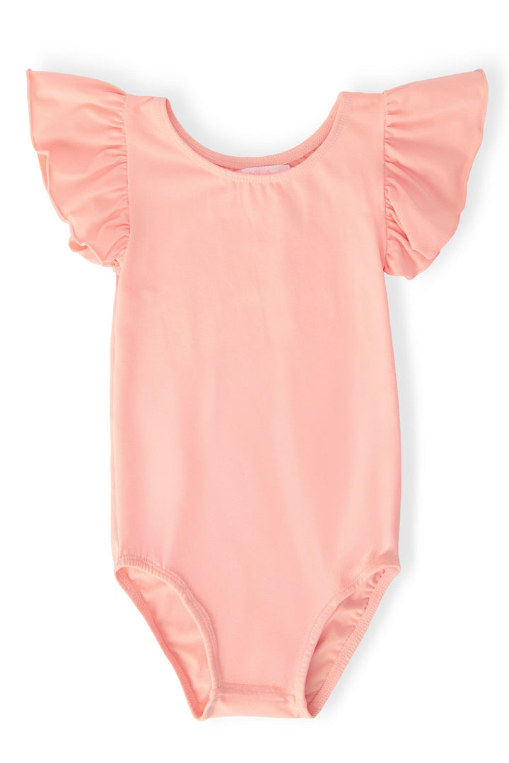 Peach S/S Flutter Sleeve Leotard