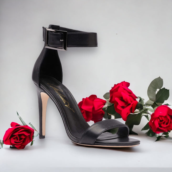 Michaela V Chapman Black Leather Heels