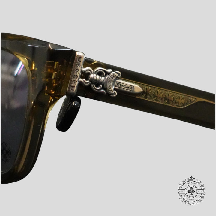 Chrome Hearts Box Officer Glasses in Translucent Olive/Silver