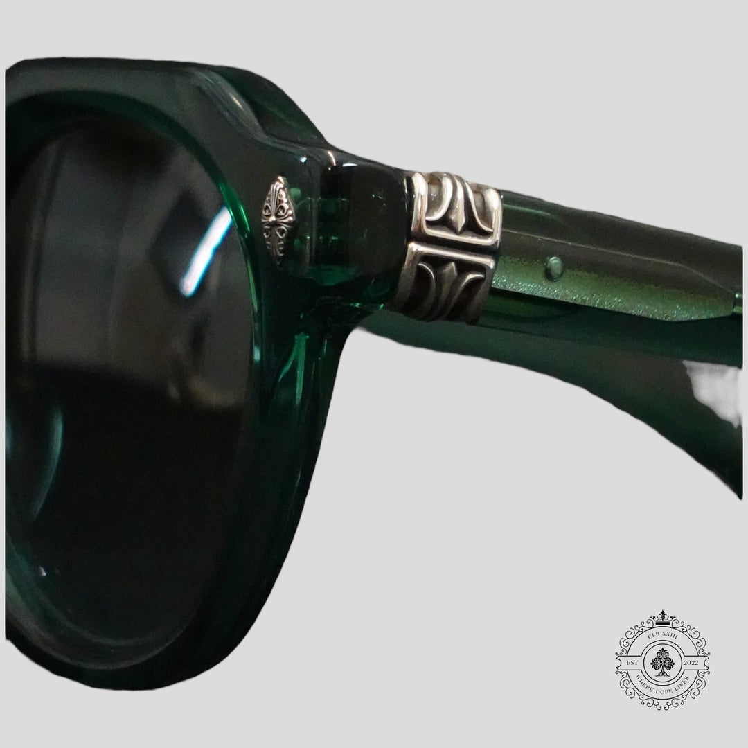 Chrome Hearts Lizard Boot Sunglasses in Marine Green/Silver