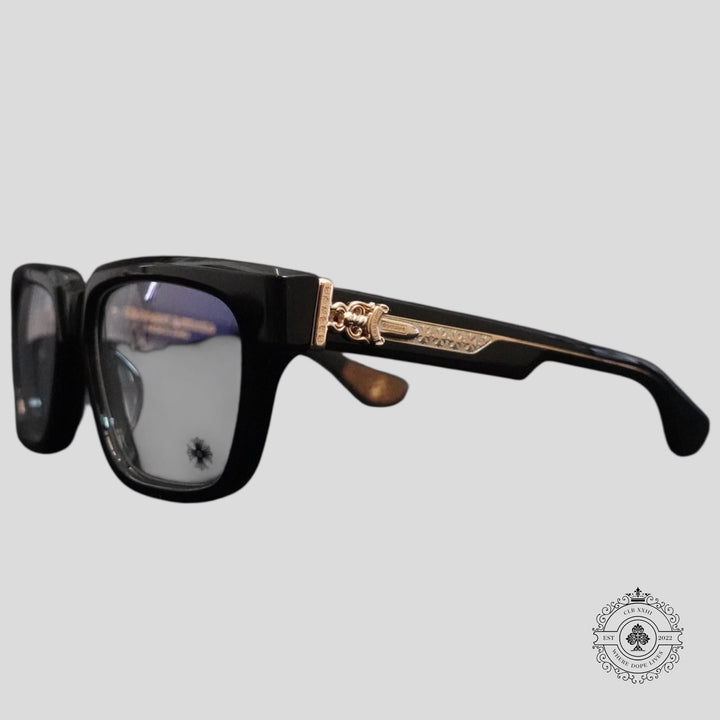 Chrome Hearts Box Officer Glasses in Black/Gold