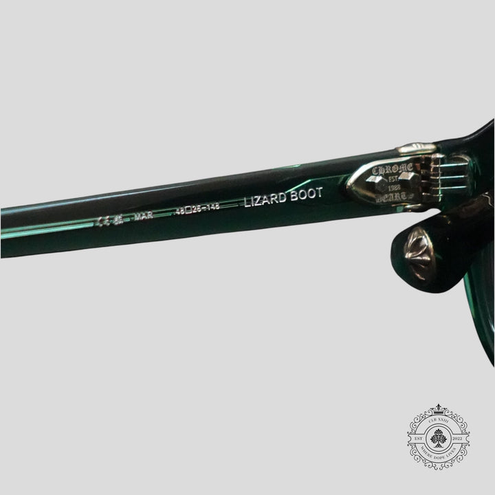 Chrome Hearts Lizard Boot Sunglasses in Marine Green/Silver