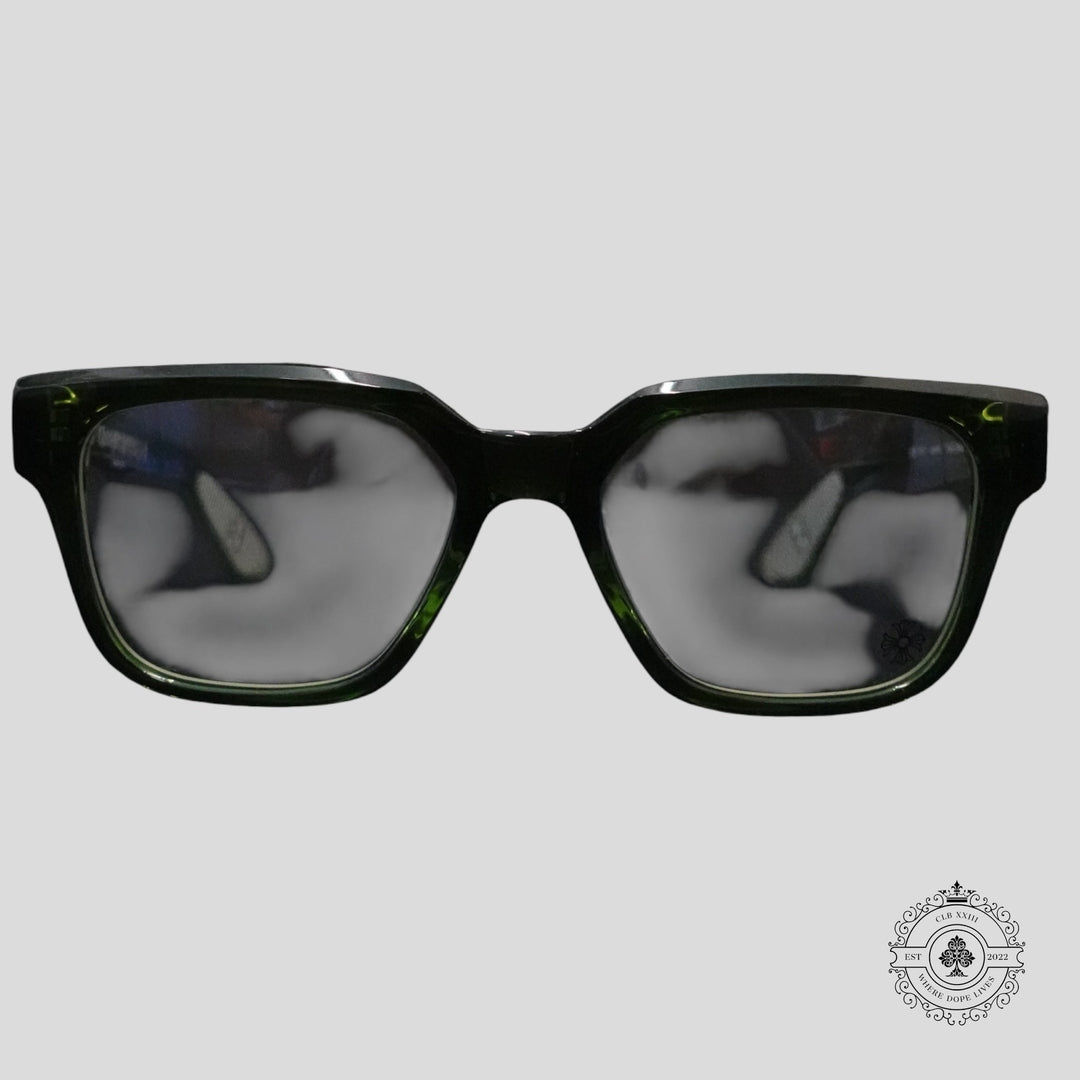 Chrome Hearts Diamond Embellished Vagillionaire II Glasses in Green/Silver