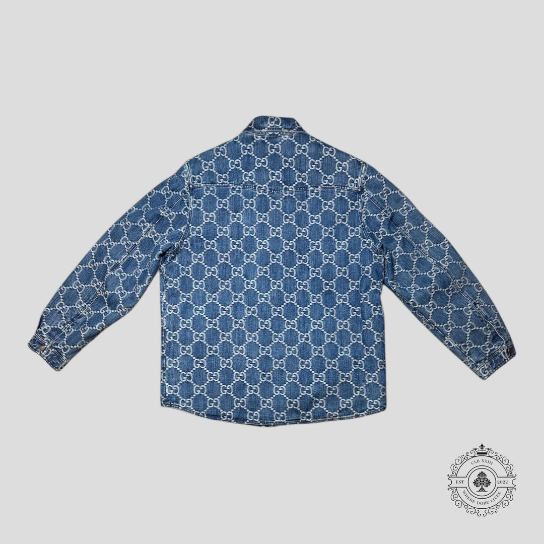 Gucci Jacquard Denim Jacket in Medium Wash