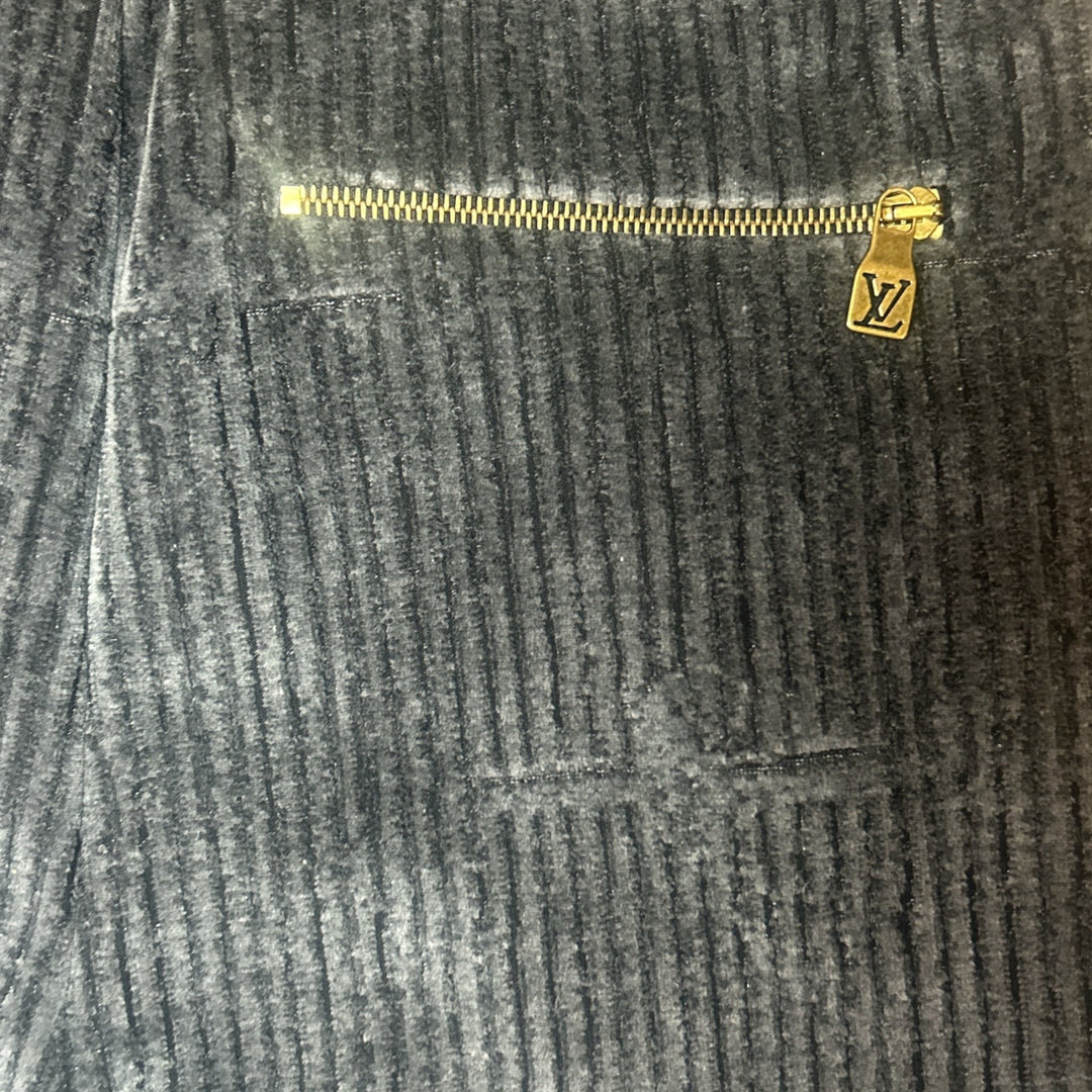 Louis Vuitton X Park Seo-Bo Velvet Trackpants in Dark Grey