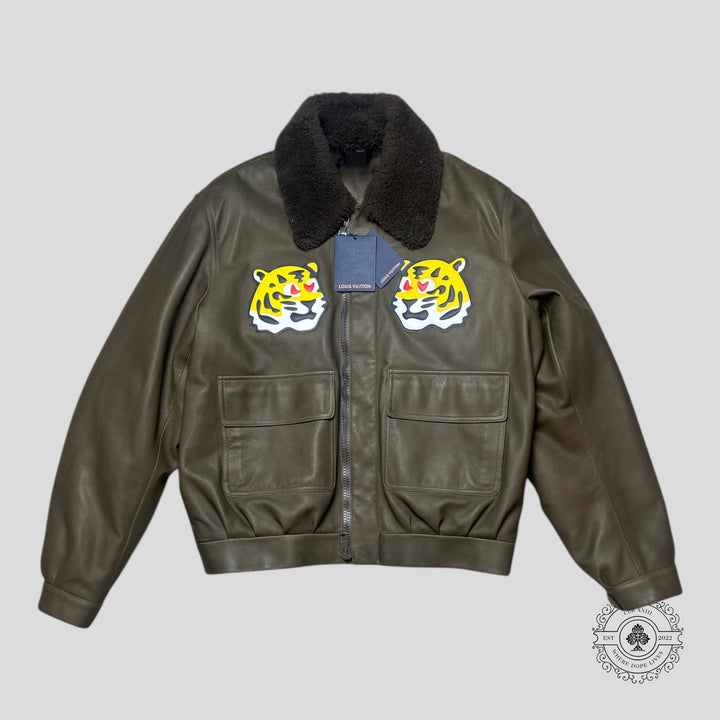 Louis Vuitton Tiger Patch Leather Blouson in Brown