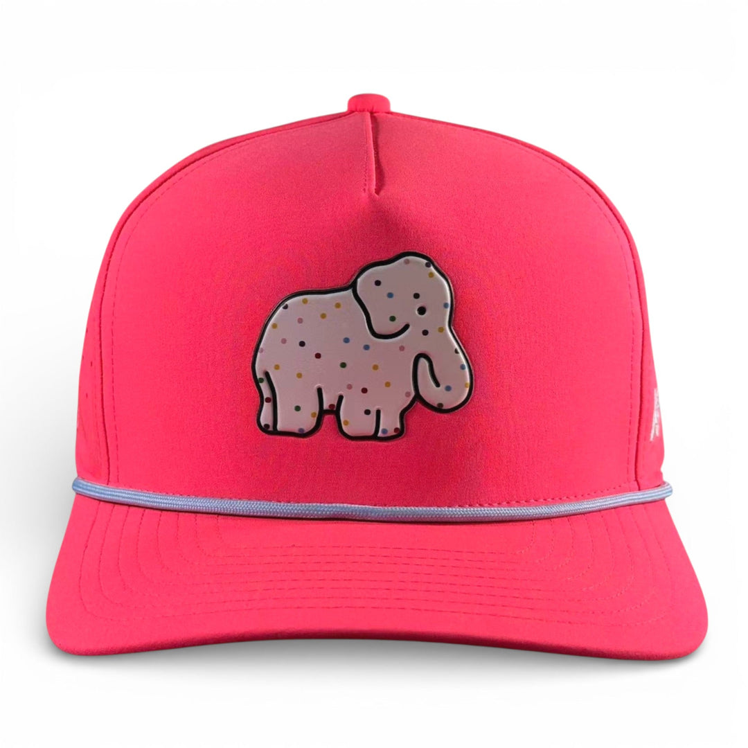 Frosted Elephant Golf Hat | Snapback Cap | Built-in Magnetic Ball Marker Holder + Marker Included | Adjustable | Elephant Cookie Pink