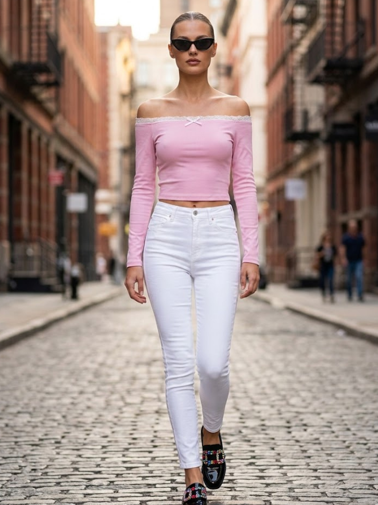Pink GRAMERCY Off-the-Shoulder Top Prêt-à-Porter BYMANYC ® New York