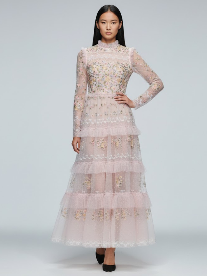 Pink Midi Party Dress BLOSSOM: Prêt-à-Porter Line BYMANYC ® New York