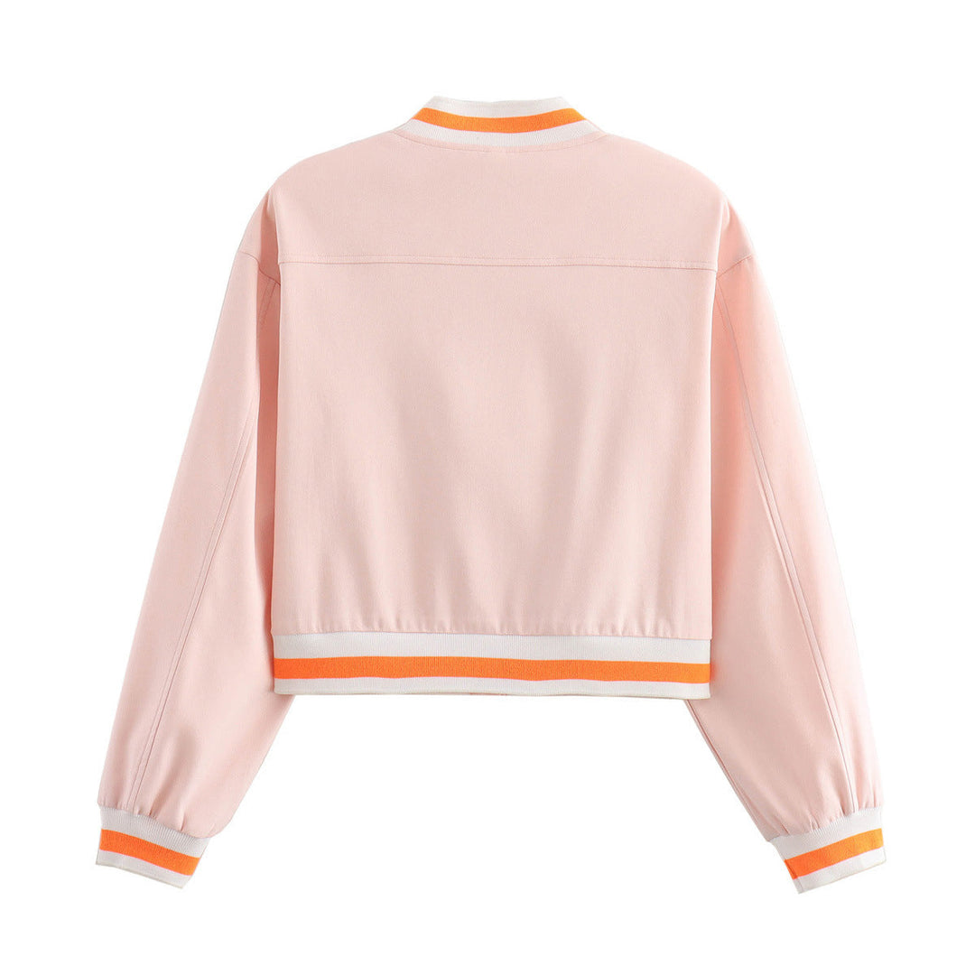 Pink Short Baseball-Style Jacket For Women, Williamsburg, BYMANYC New York.