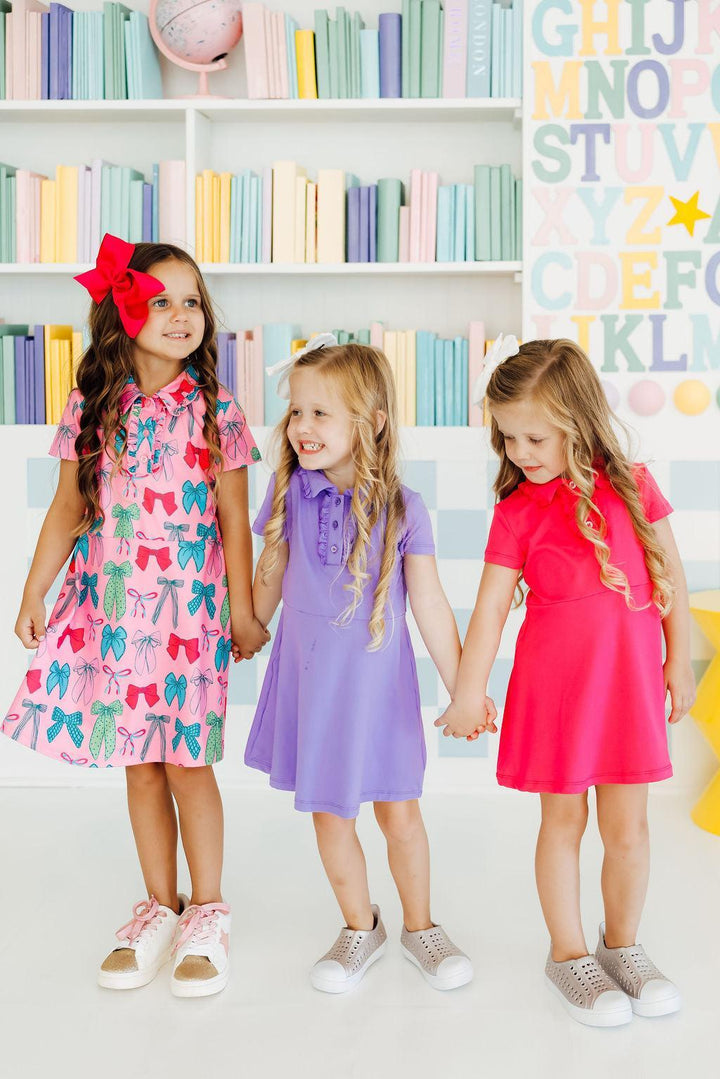 Pink Twirls &amp; Ties S/S Polo Dress