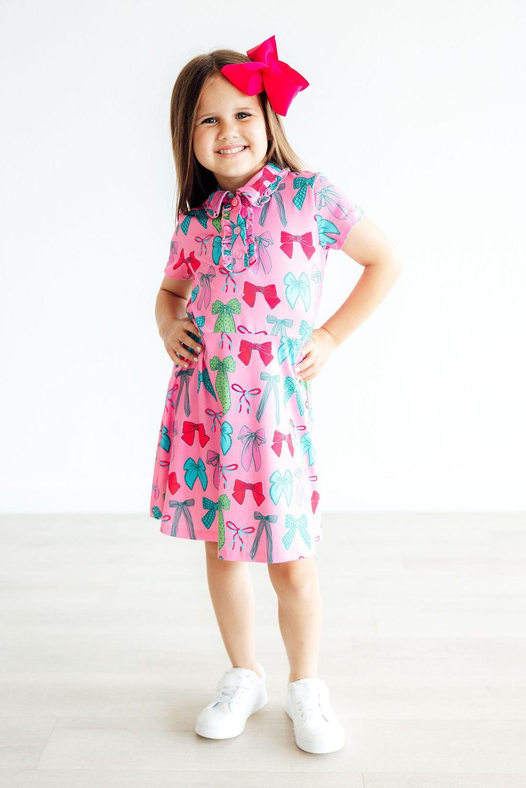 Pink Twirls &amp; Ties S/S Polo Dress