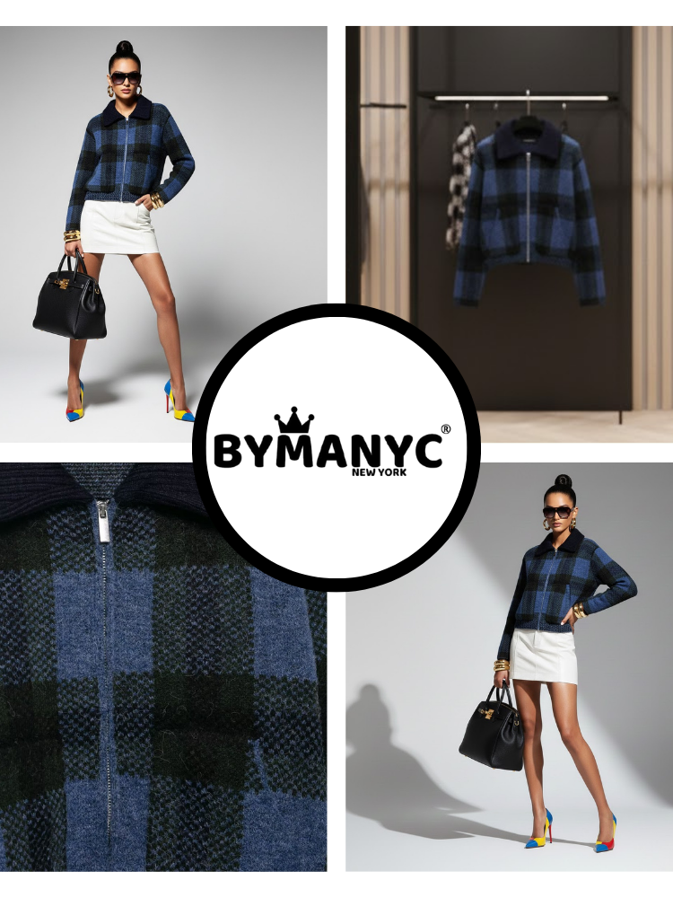 Plaid Eco-Knit Bomber • GRAMERCY New Collection BYMANYC ® New York
