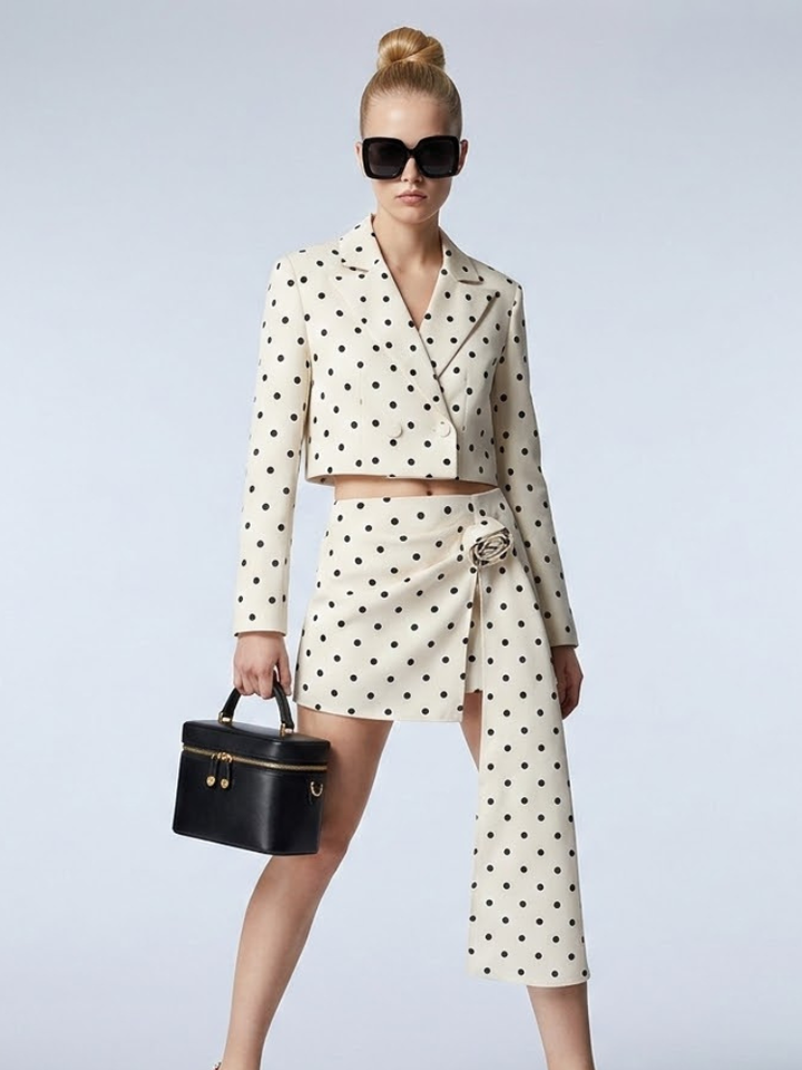 Polka Dot BOWERY Jacket &amp; Skirt Set Prêt-à-Porter BYMANYC ® New York