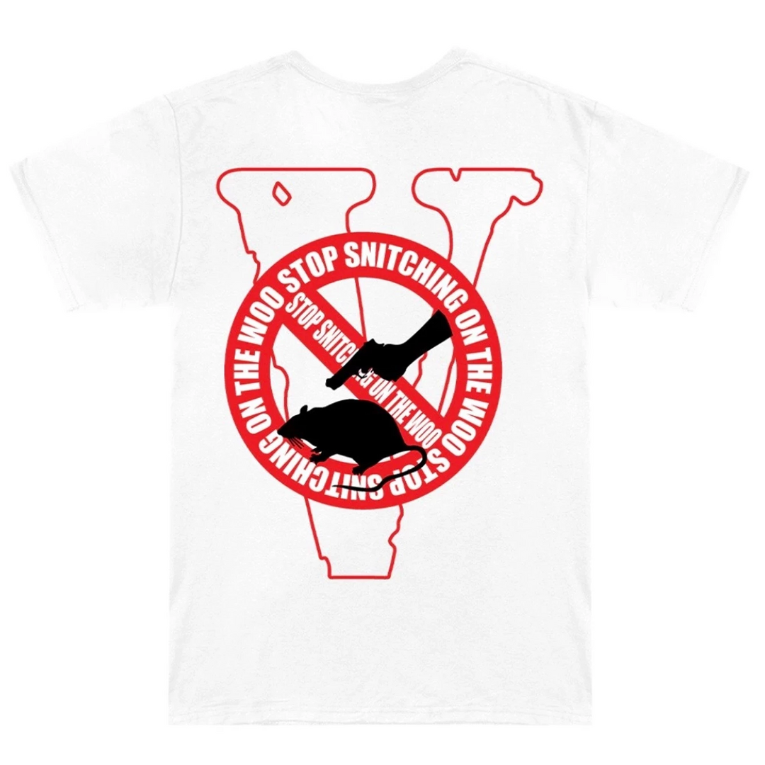 Pop Smoke x Vlone Stop Snitching T-shirt White/Red