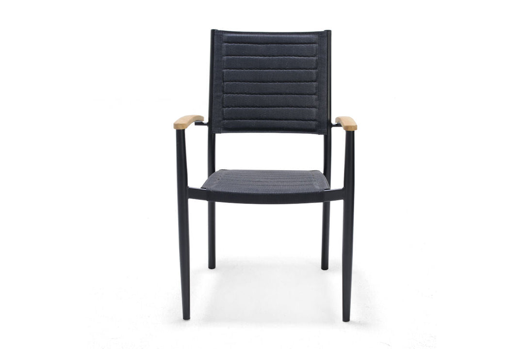 Portals Dark Lite FSC Teak Wood and Aluminum Rectangular Dining Set
