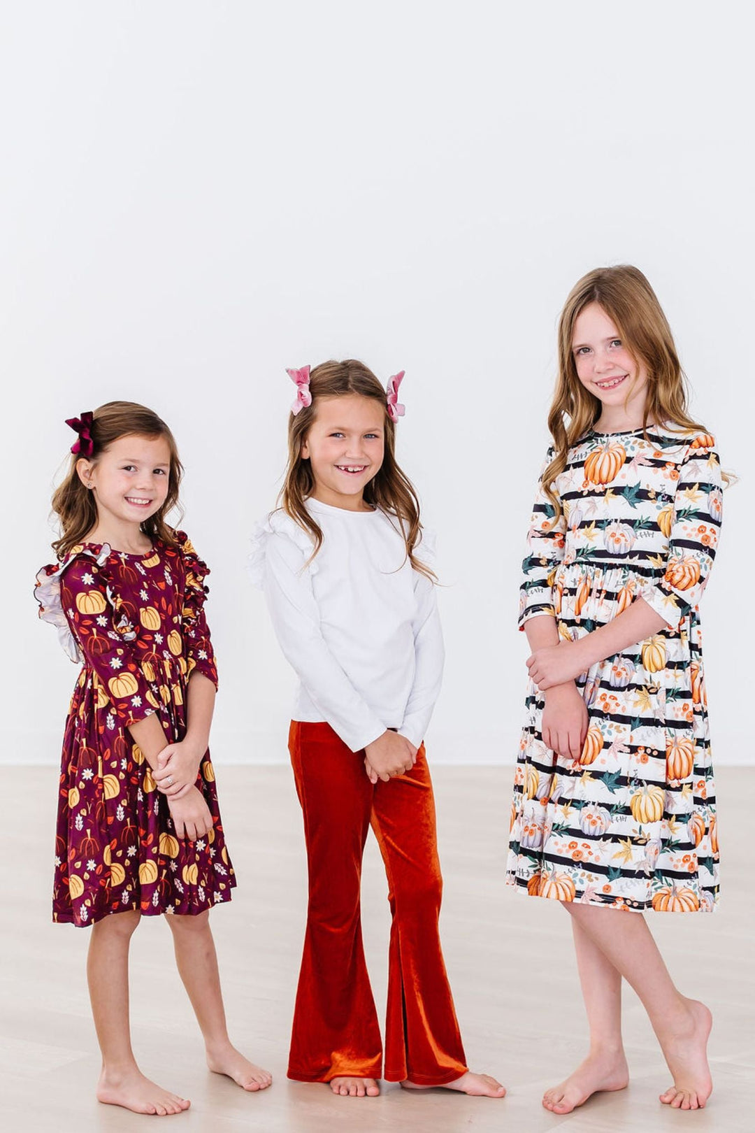 Pumpkins &amp; Peonies 3/4 Sleeve Pocket Twirl Dress