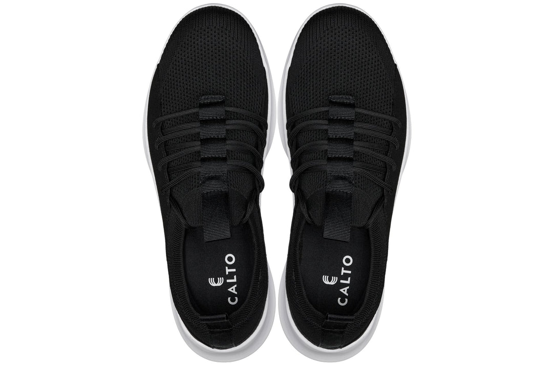 CALTO - Q132 - 2.4 Inches Taller (Black/White Sole) - Ultra Lightweight Sneakers