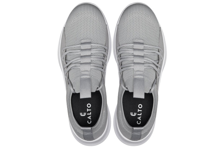 CALTO - Q134 - 2.4 Inches Taller (Light Gray/White Sole) - Ultra Lightweight Sneakers