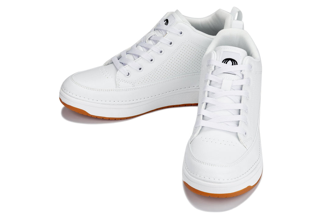 CALTO - Q272  - 2 Inches Taller (White &amp; Gum Sole) -Elevated Leatherette Micro-Perforated Sneakers