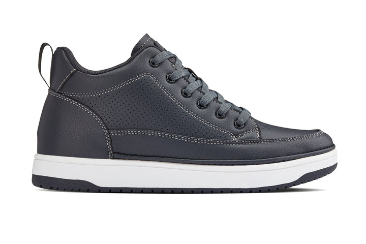 CALTO - Q273  - 2 Inches Taller (Cement Grey) -Elevated Leatherette Micro-Perforated Sneakers
