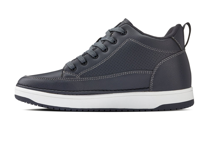 CALTO - Q273  - 2 Inches Taller (Cement Grey) -Elevated Leatherette Micro-Perforated Sneakers