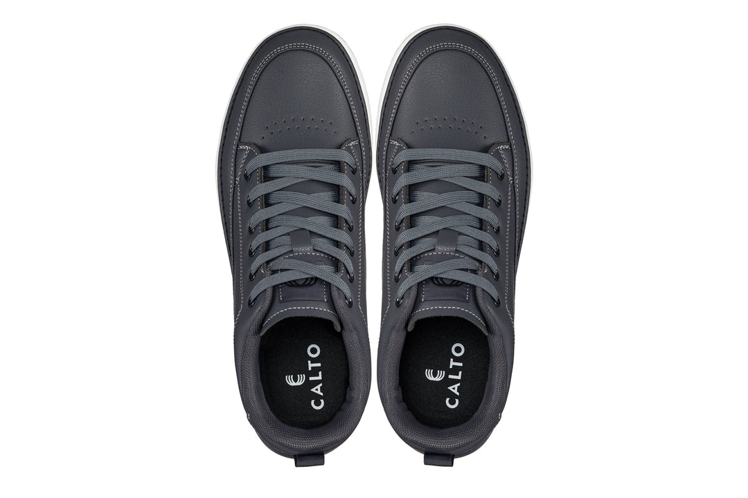 CALTO - Q273  - 2 Inches Taller (Cement Grey) -Elevated Leatherette Micro-Perforated Sneakers