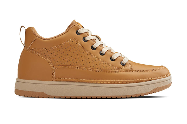 CALTO - Q274  - 2 Inches Taller (Camel Brown &amp; Gum Sole) - Elevated Leatherette Micro-Perforated Sneakers