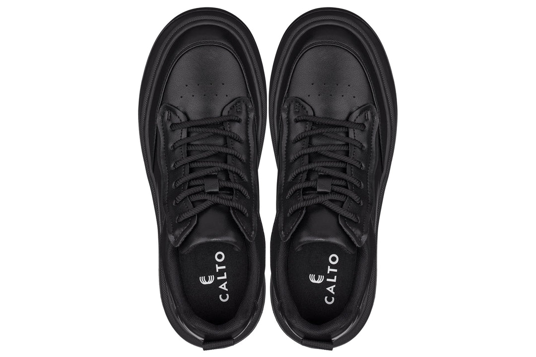 CALTO - Q430 - 2.6 Inches Taller Lightweight (Black/Black Sole) - Chunky Sole Sneakers