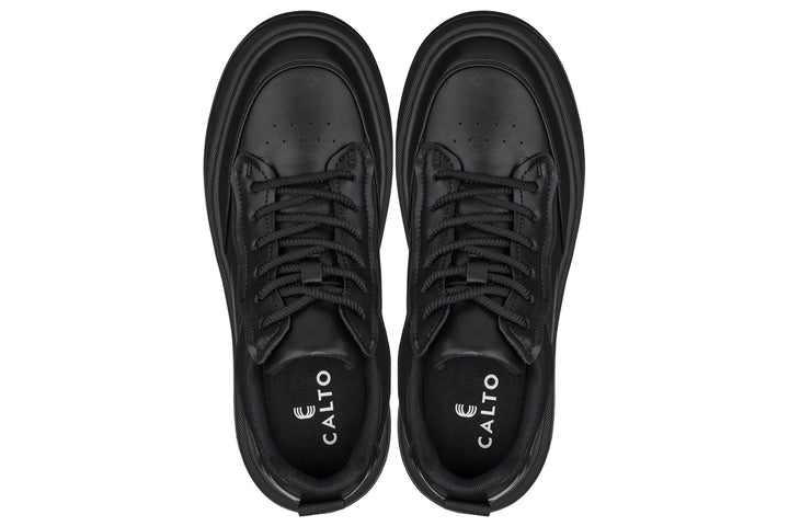 CALTO - Q430 - 2.6 Inches Taller Lightweight (Black/Black Sole) - Chunky Sole Sneakers