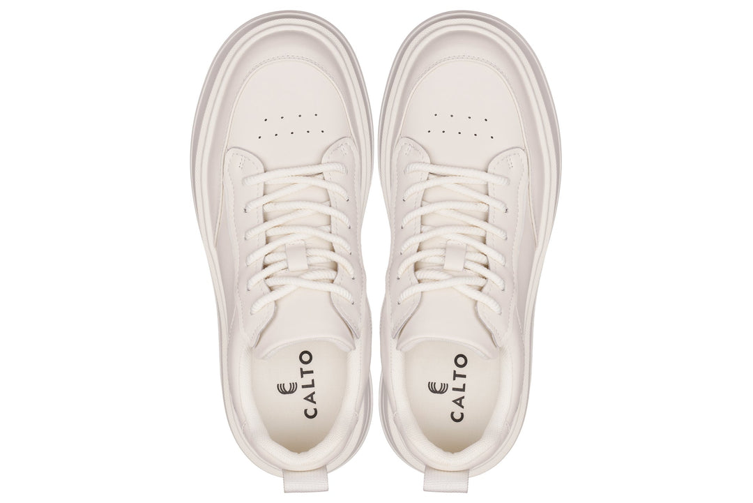 CALTO - Q431 - 2.6 Inches Taller Lightweight (Cream/White Sole) - Chunky Sole Sneakers