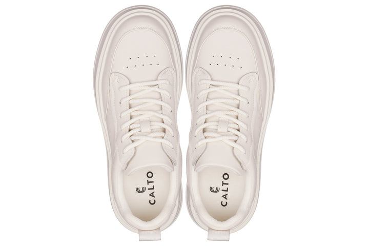 CALTO - Q431 - 2.6 Inches Taller Lightweight (Cream/White Sole) - Chunky Sole Sneakers